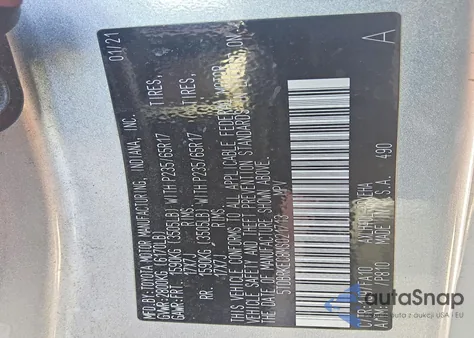 2021 Toyota Sienna Le 8-Passenger из США, поврежденный, VIN 5TDBRKEC8MS021713